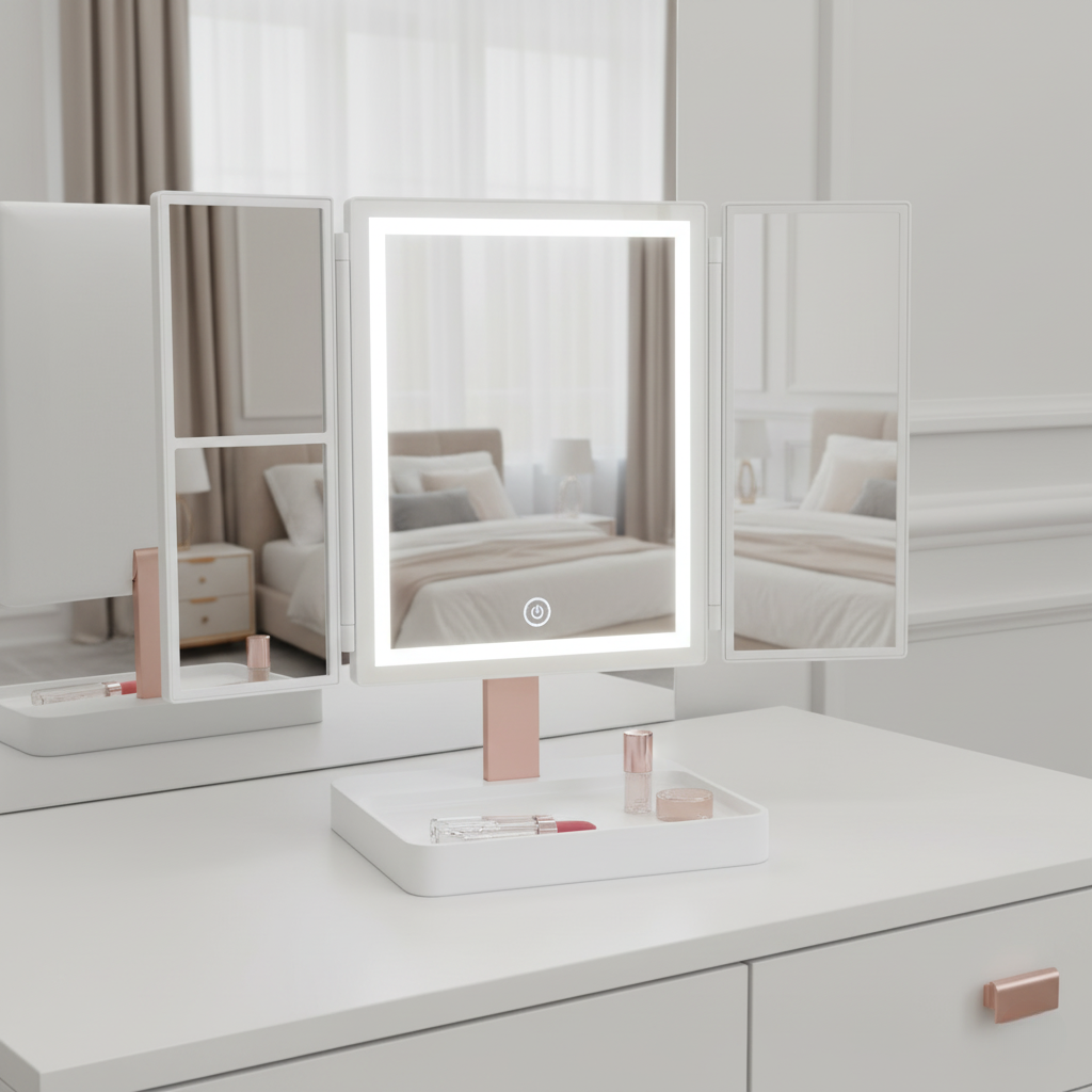 Bright Folding Vanity Mirror with LED Lights