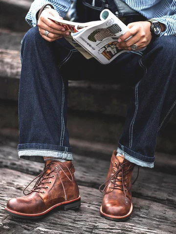 Comfortable Men's Leather Ankle Boots