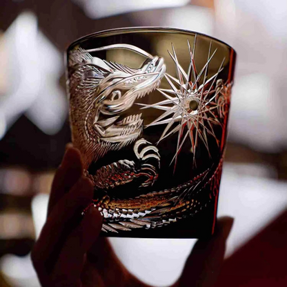 Luxury Cut Crystal Scotch Whisky Glass with Dragon Design
