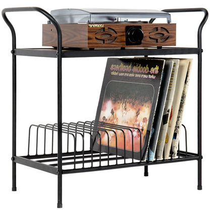 Sturdy Wooden Record Player Stand with Storage - Hehif
