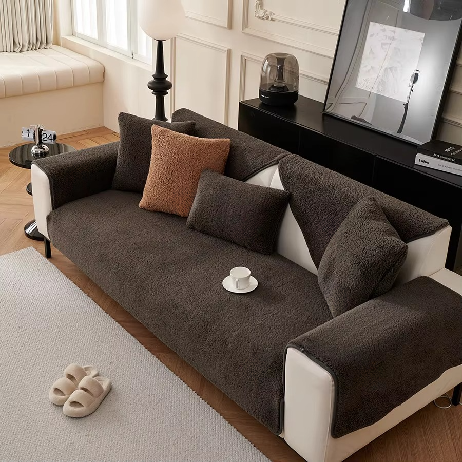 Cozy Fleece Sofa Throw, Grip Bottom Furniture Protector