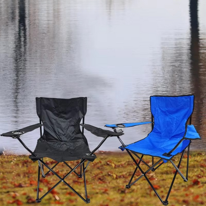 Compact Collapsible Camping Chair with Arms and Drink Holder