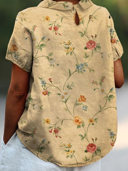 Relaxed Fit Floral Cotton Blouse for Women
