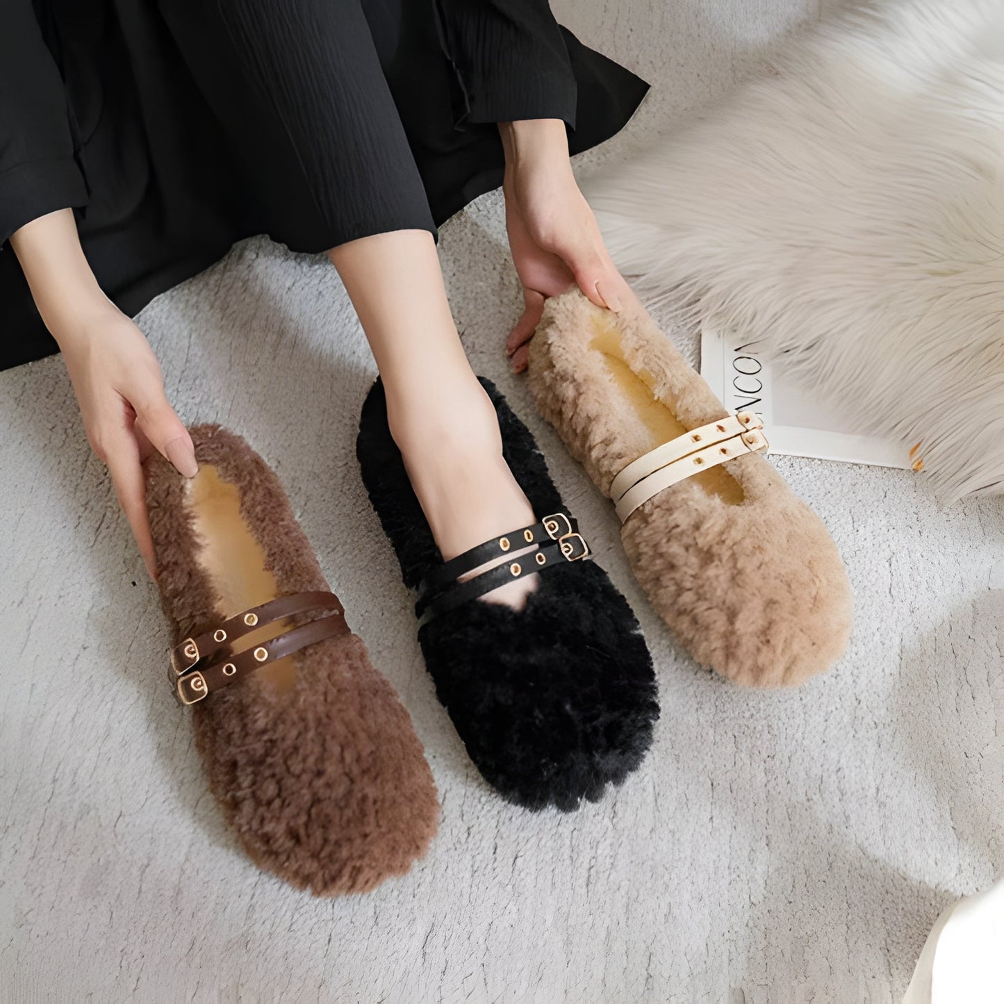 Comfortable Women's Fuzzy Slip On Shoes