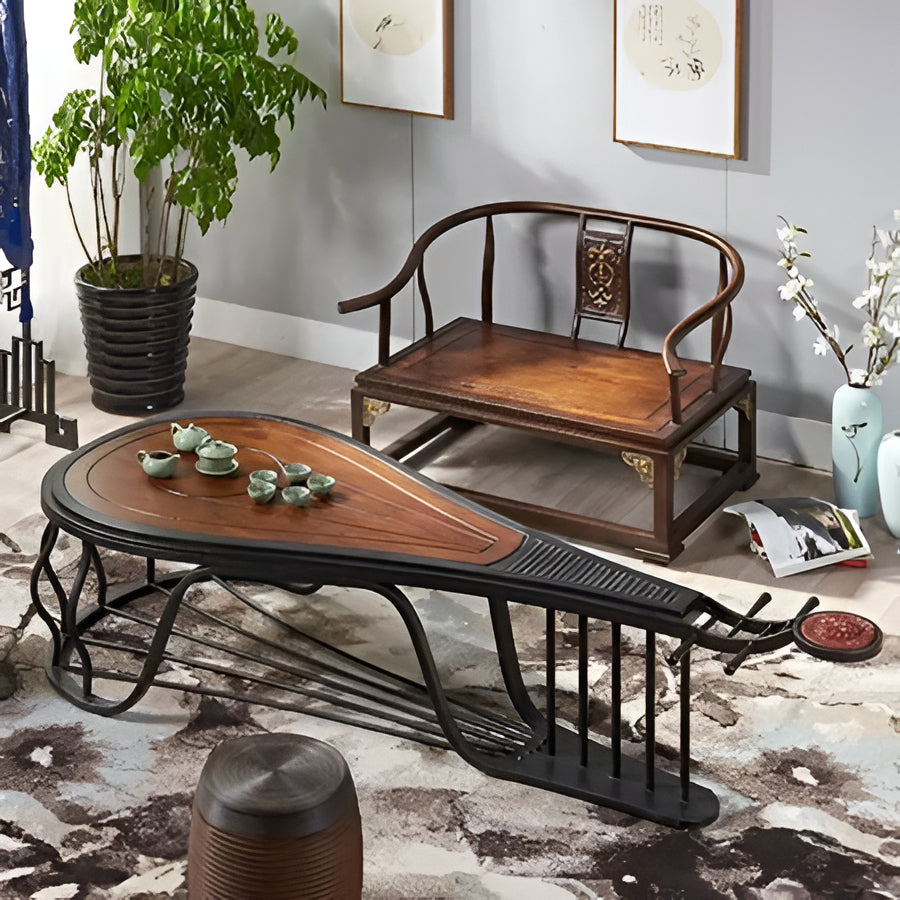 Rustic Wooden Coffee Table with Metal Legs