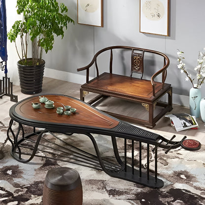Rustic Wooden Coffee Table with Metal Legs