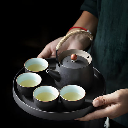 Delicate Chinese Tea Set with Teapot and Cups
