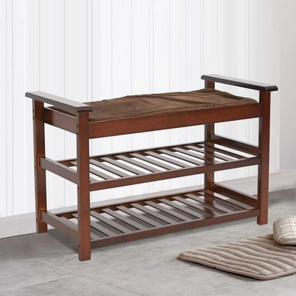 Spacious Padded Entry Bench Shoe Organizer