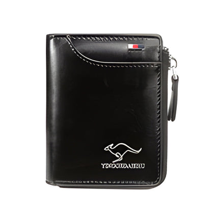 Secure Leather Wallet with Zipper and Multiple Card Slots - Hehif