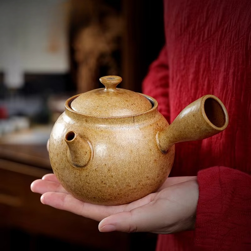 Traditional Asian Ceramic Handle Teapot 12oz - Hehif