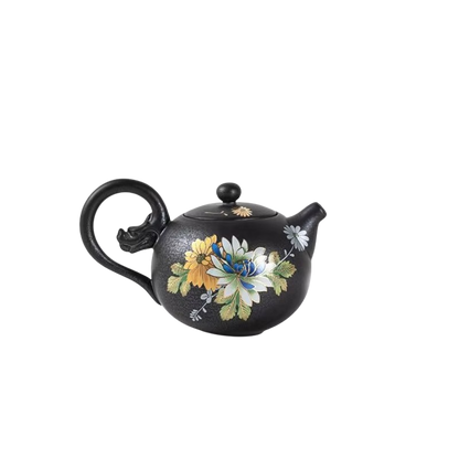 Unique Black Decorative Silver Rim Tea Cup