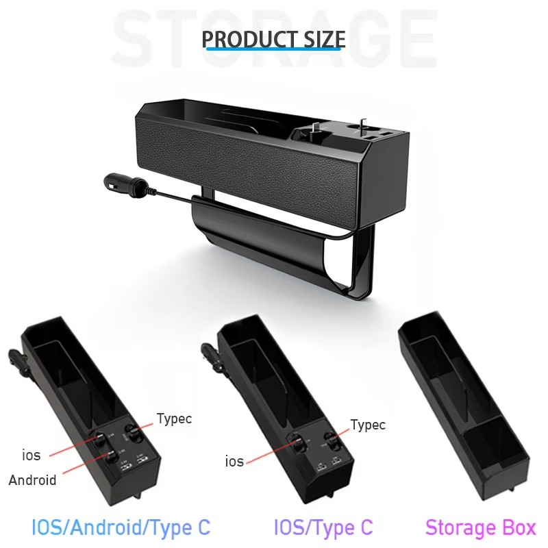 Car Organizer Storage Box with USB Charger
