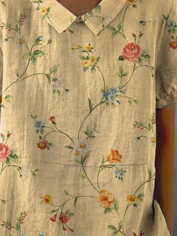 Relaxed Fit Floral Cotton Blouse for Women