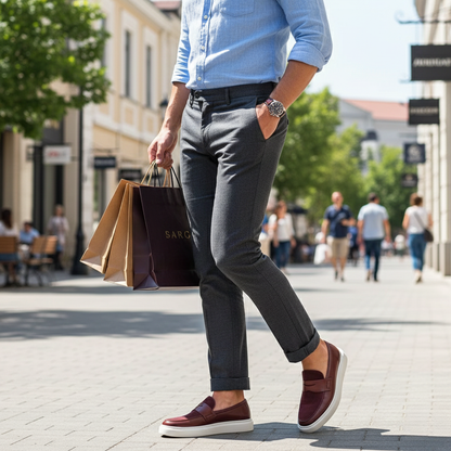 Comfortable Men's Leather Sneakers with Thick Cushioning