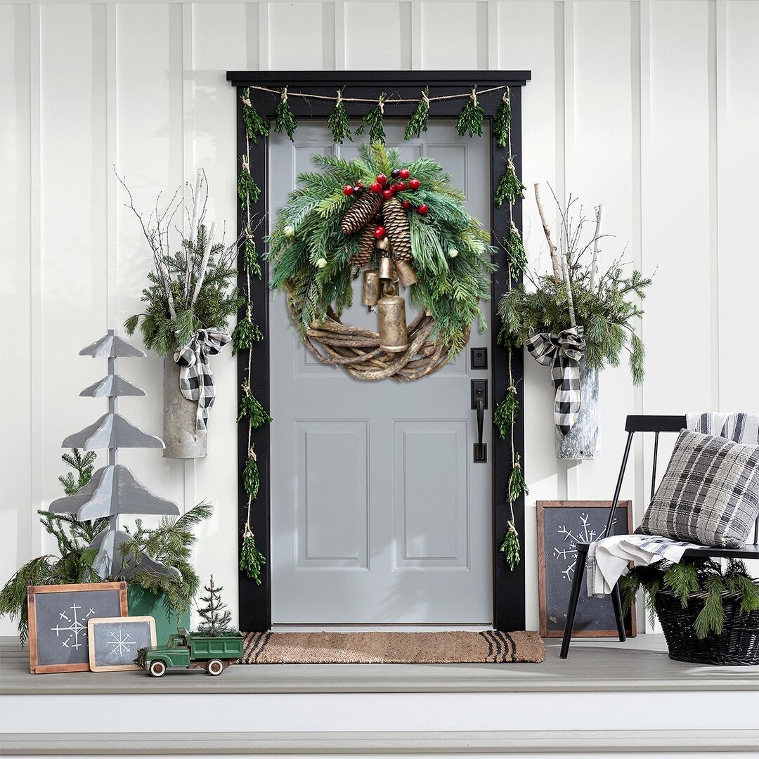 Rustic Holiday Wreath, Country Christmas Wreath, Winter Pine Wreath