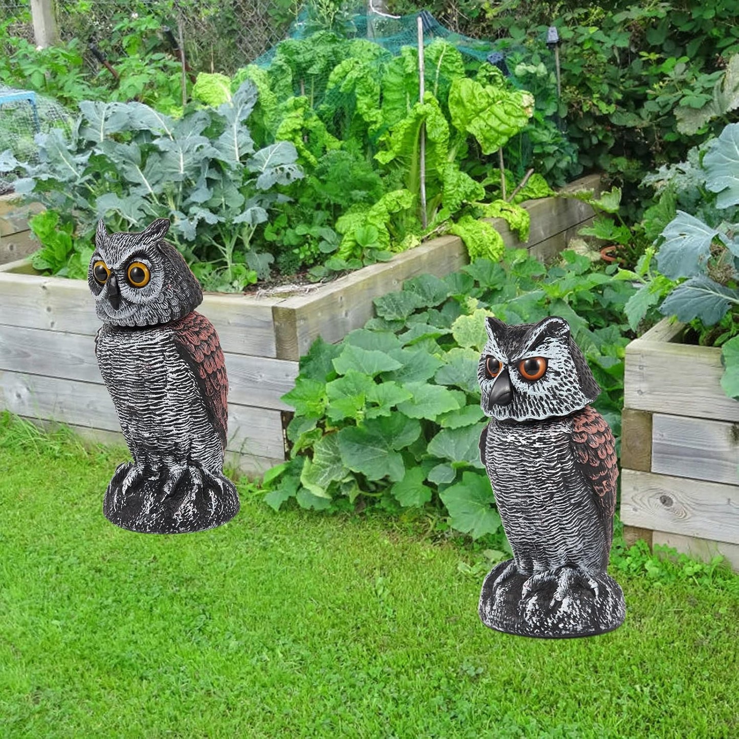 Effective 2-Pack Owl Scarecrow with Spinning Head