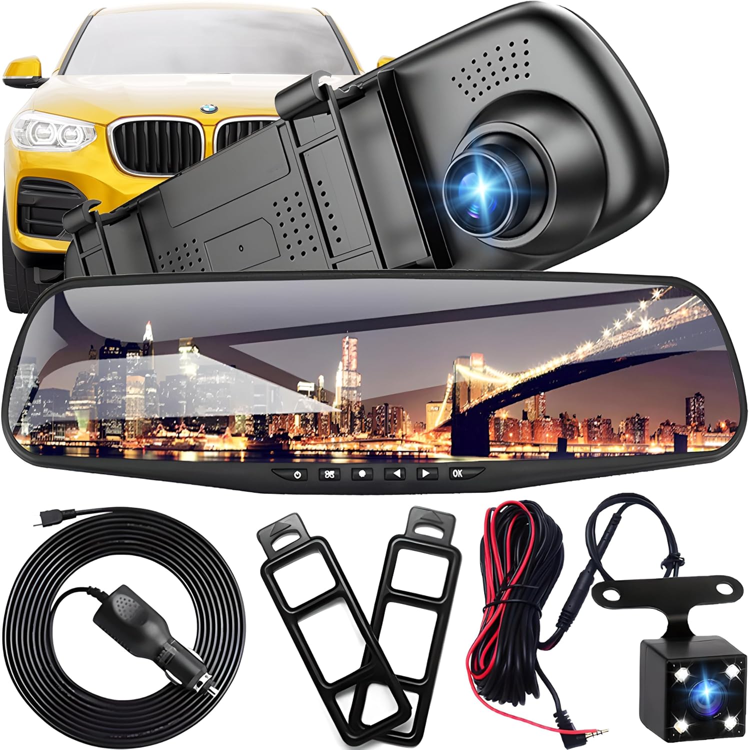 HD Car Rear View Mirror Camera 4.3 Dash Cam - Hehif