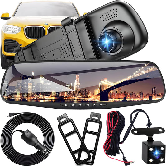 HD Car Rear View Mirror Camera 4.3 Dash Cam - Hehif