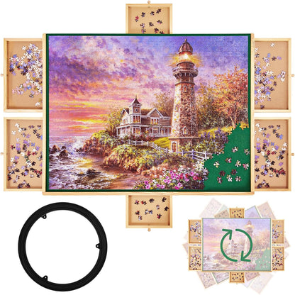 Large Wooden Jigsaw Puzzle Table with Storage and Cover