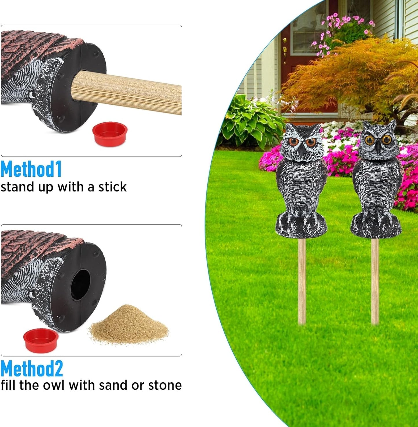 Effective 2-Pack Owl Scarecrow with Spinning Head