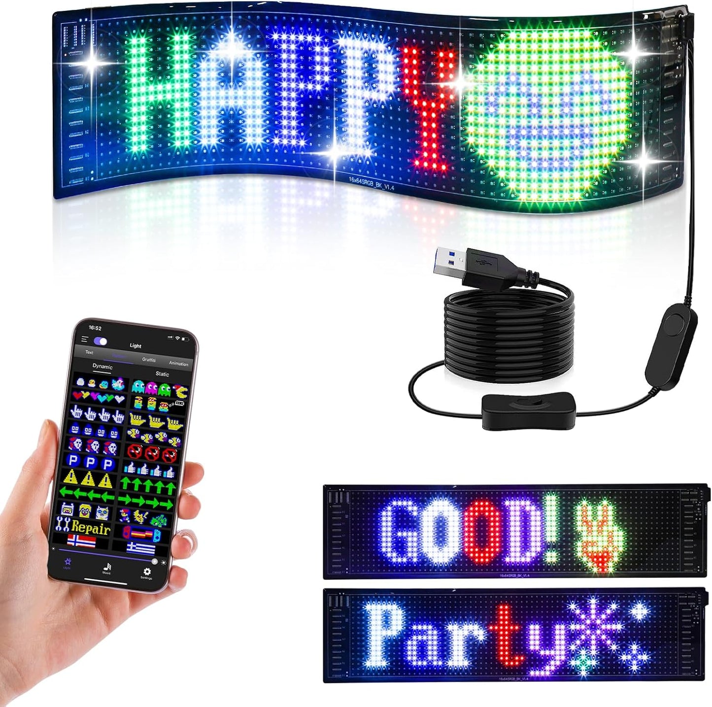 Customizable Colorful Car LED Display - Hehif