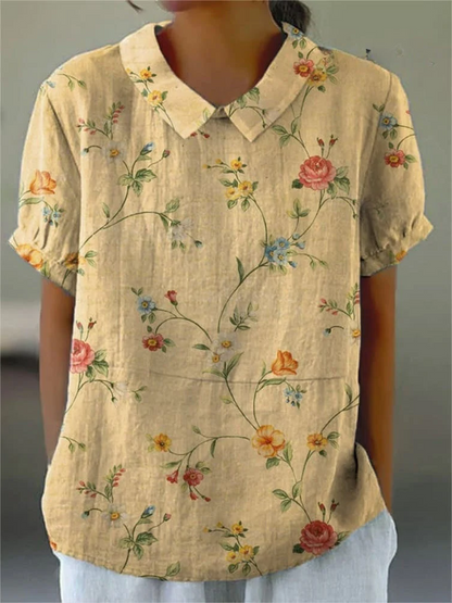 Relaxed Fit Floral Cotton Blouse for Women