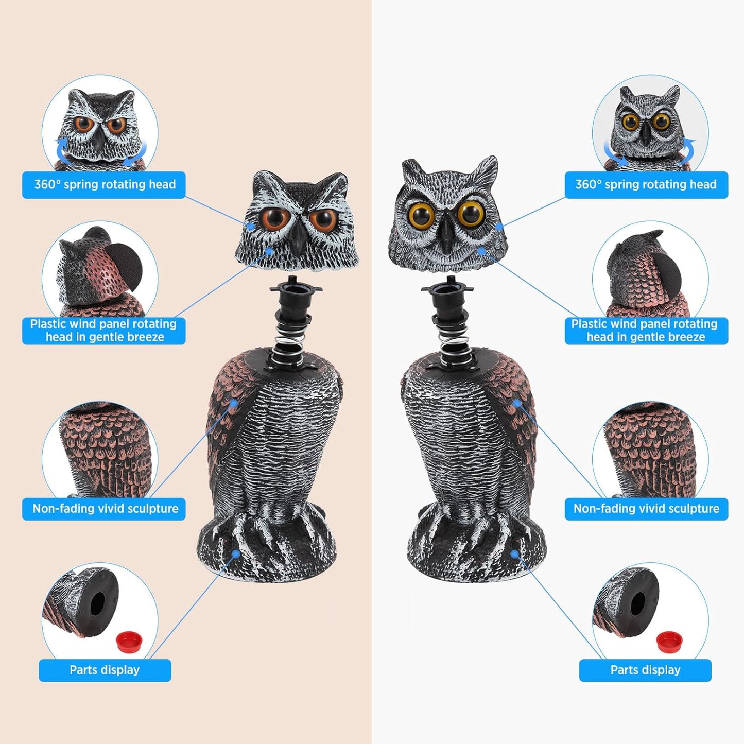 Effective 2-Pack Owl Scarecrow with Spinning Head