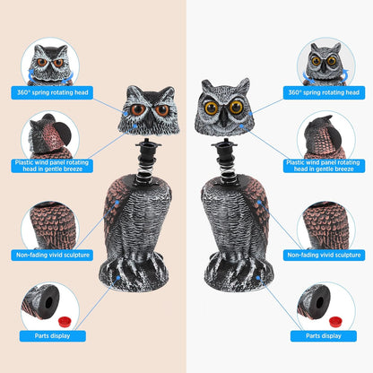 Effective 2-Pack Owl Scarecrow with Spinning Head