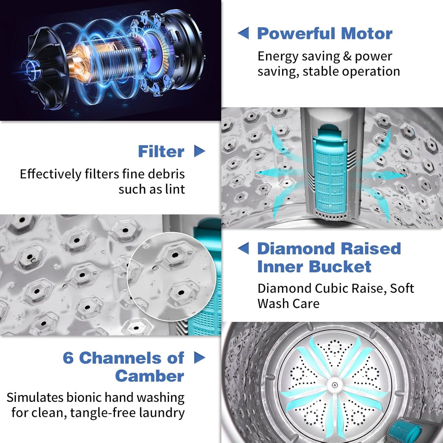Compact Portable Top Load Washer with 10 Programs