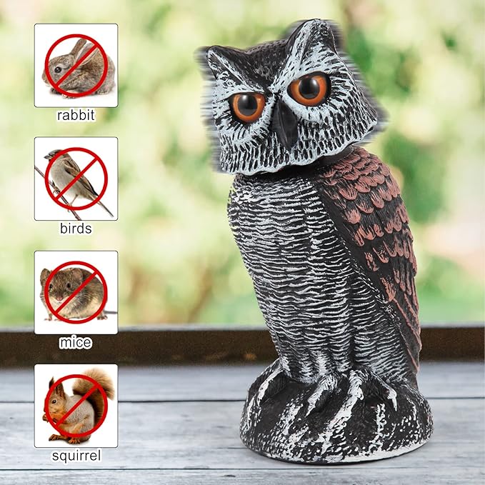 Effective 2-Pack Owl Scarecrow with Spinning Head