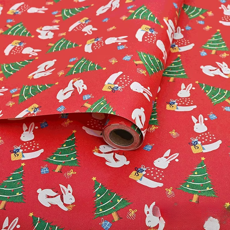 Colorful Holiday Gift Wrap Paper Roll, 16.4ft x 19.7in