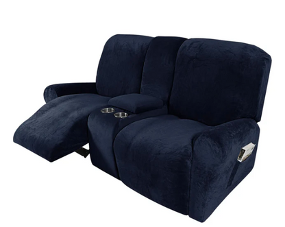 Comfy 2 Seater Recliner Slipcover with Cup Holders 12 Colors
