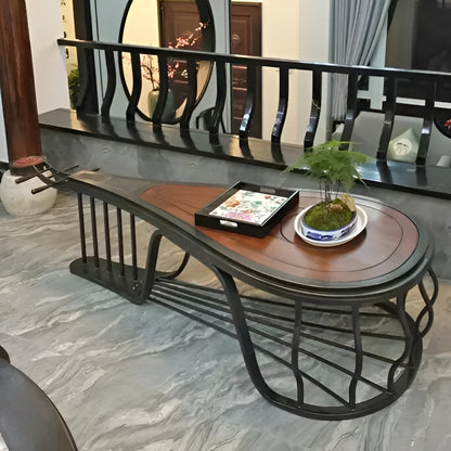 Rustic Wooden Coffee Table with Metal Legs