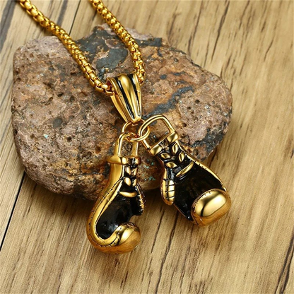Sporty Boxing Gloves Silver Pendant - Hehif