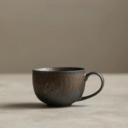 Retro Style Coffee Mug with Earthy Brown Glaze