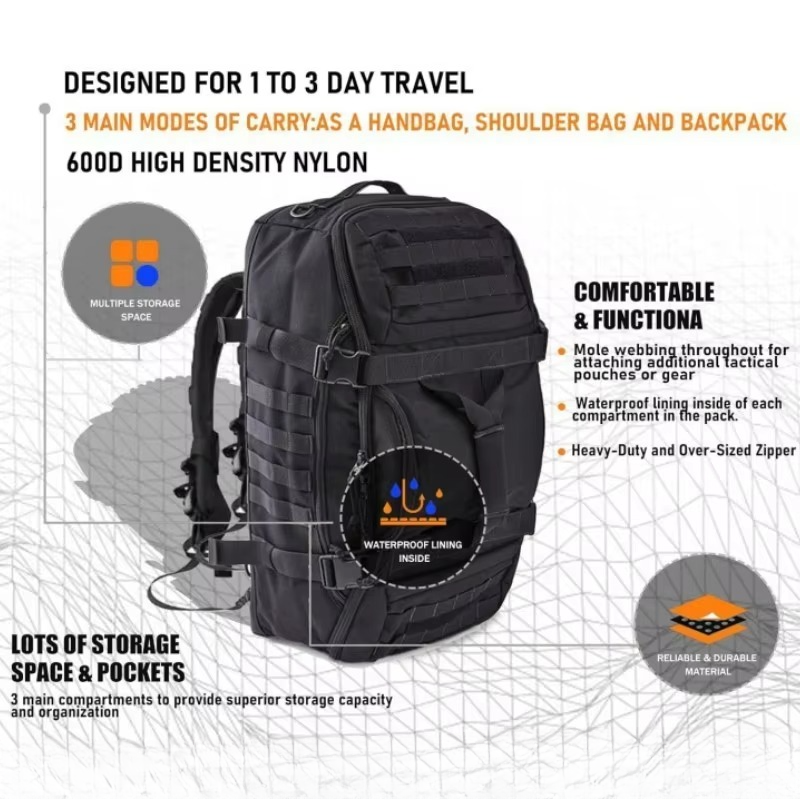 Extra Large 45L Water Resistant Hiking Backpack