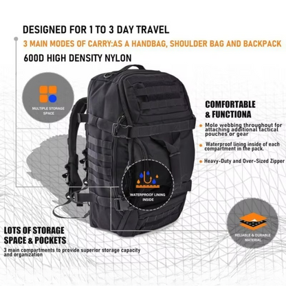 Extra Large 45L Water Resistant Hiking Backpack
