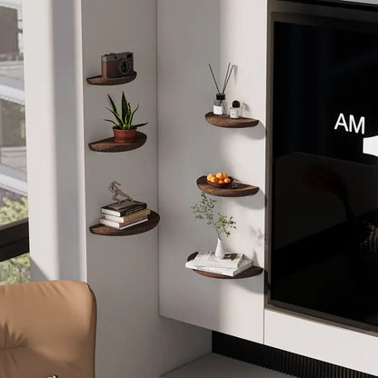 Curved Wood Wall Shelf - Sleek Floating Storage