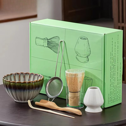 Traditional Green Tea Set with Whisk and Bowl