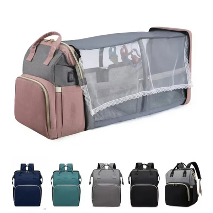 Compact Travel Crib and Spacious Baby Diaper Bag Backpack