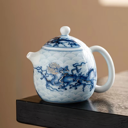 Traditional Chinese Dragon Porcelain Tea Infuser Set