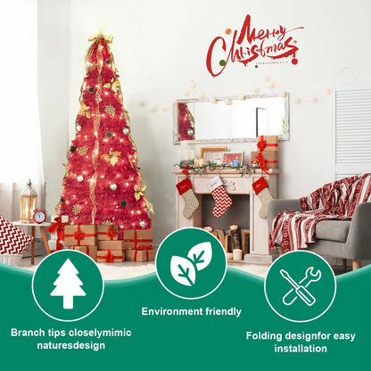 Easy Setup 6FT Pre Lit Christmas Tree with Decorations