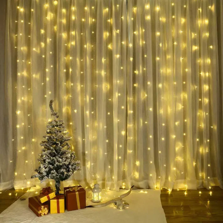 Festive Holiday Fairy Lights Curtain