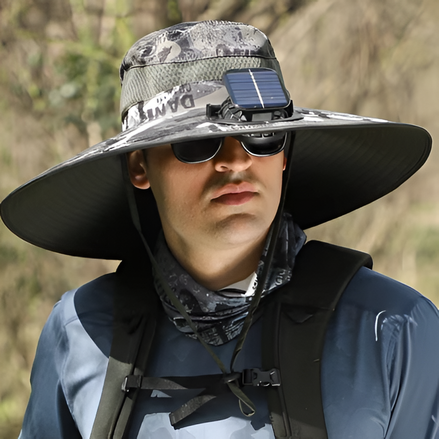 Waterproof Solar LED Wide Brim Sun Hat
