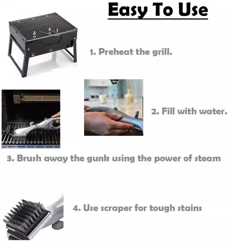 Heavy Duty BBQ Grill Cleaning Brush Charcoal Scraper