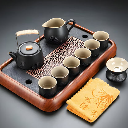 Traditional Chinese Tea Set with Safe Handle Teapot and Cups