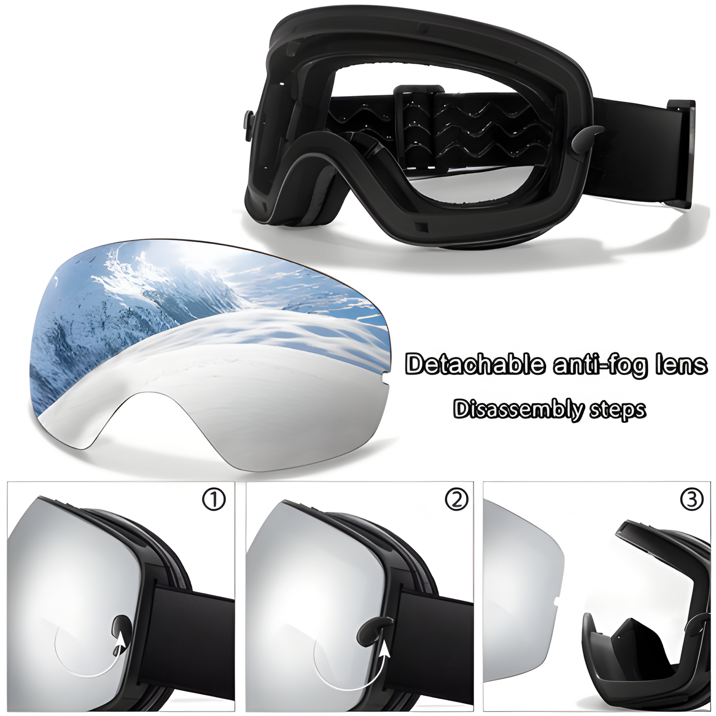 Waterproof Ski Goggles with Fog Proof UV Protection Lens