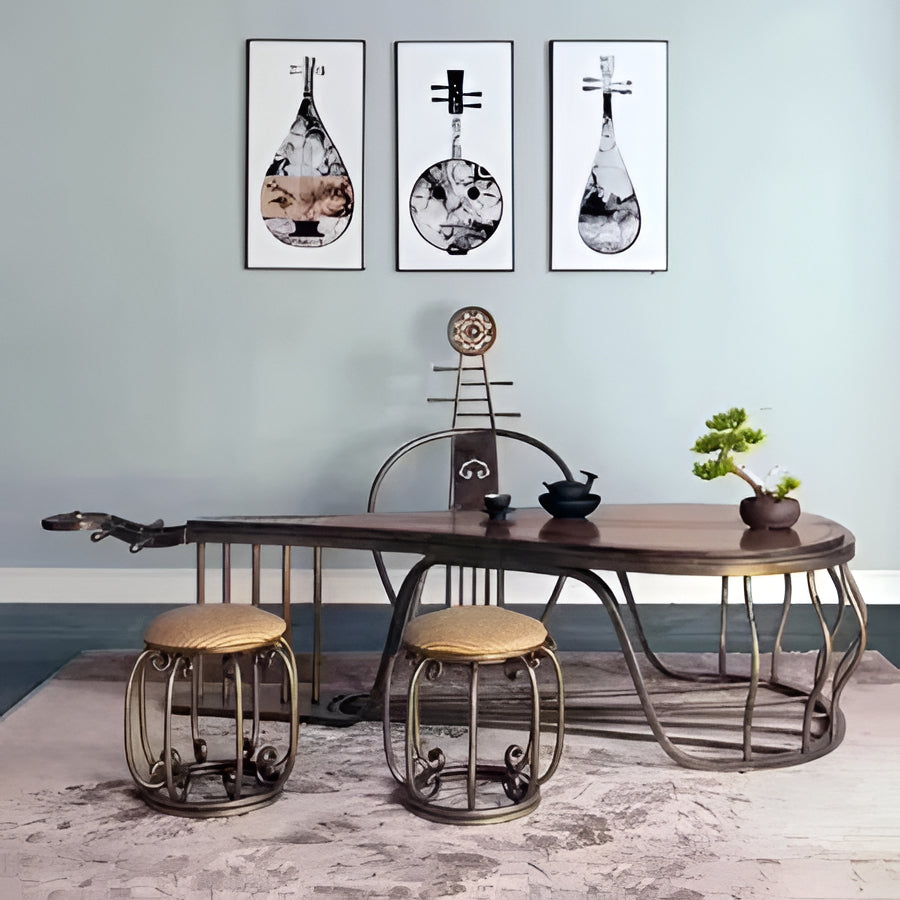 Rustic Wooden Coffee Table with Metal Legs