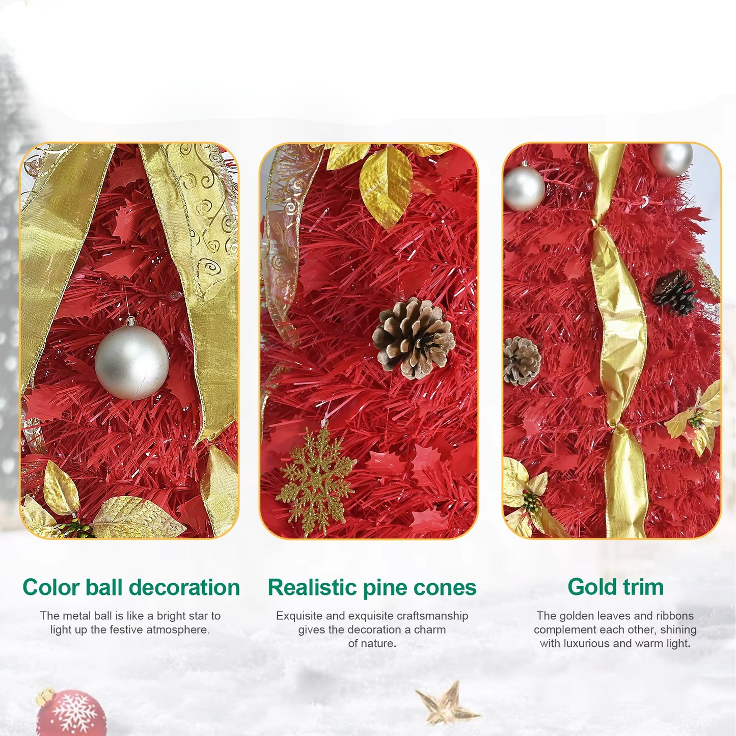 Easy Setup 6FT Pre Lit Christmas Tree with Decorations