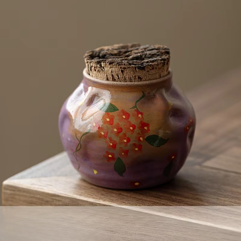 Decorative Floral Ceramic Tea Storage Box